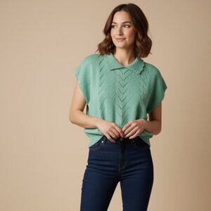 Vintage Cristin Stevens Mint Green Cap Sleeve Sweater Size Medium